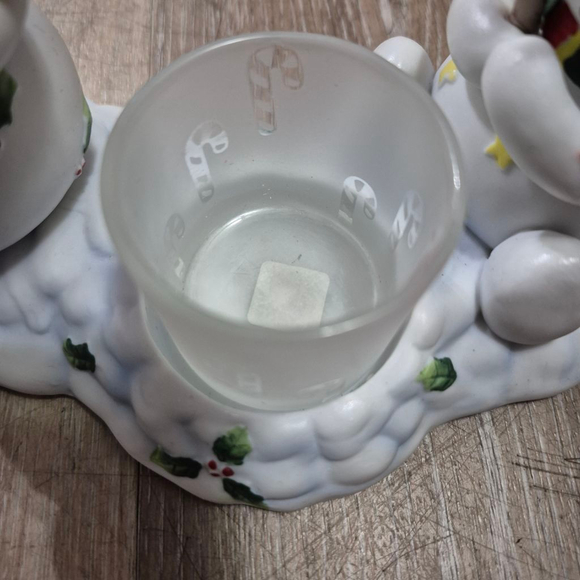 Partylite Snowbell Kids Votive Candle Holder P7869 Snowmen Having Smores & Cocoa - Picture 8 of 13